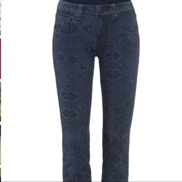 CABI Navy and Black Lace Print Jeans 3196 Size 12 - Picture 1 of 11